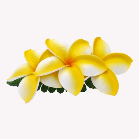 Pinza de pelo con flores de frangipani amarillas