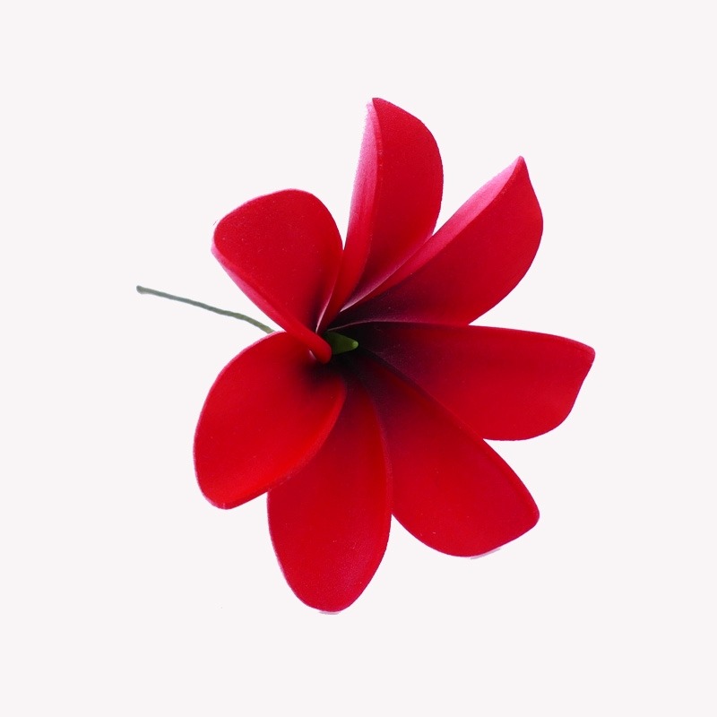 Flor de cabello Tiare roja y tallo