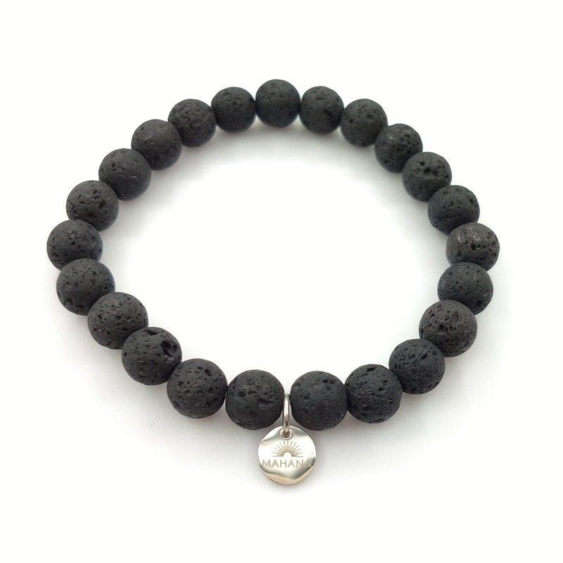 Bracelet Pierre de Lave Noire 8mm