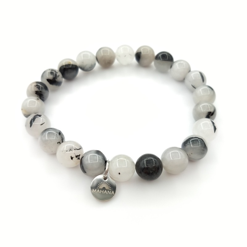 Bracelet Quartz Rutile Noir 8mm