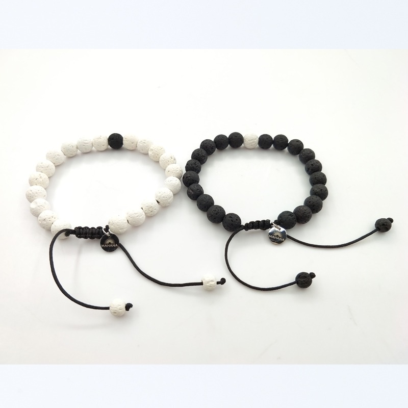 bracelet de distance Yin et Yang Pierre de lave