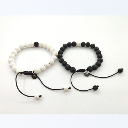 bracelet de distance Yin et Yang Pierre de lave