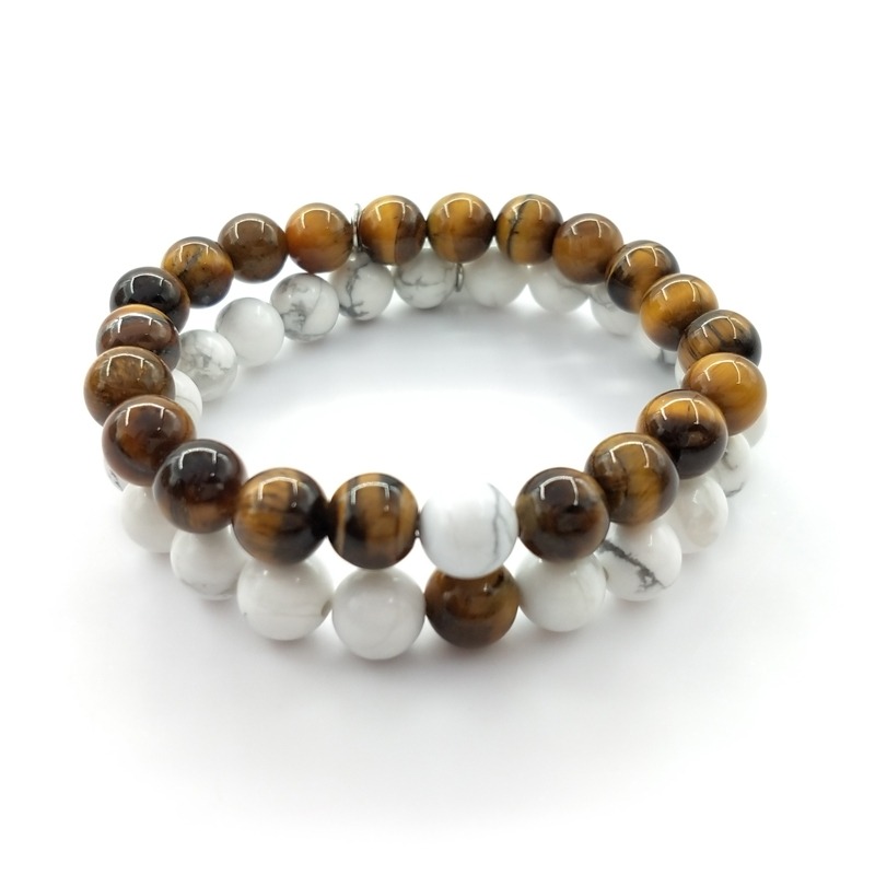 Bracelet de distance Oeil de tigre et Howlite