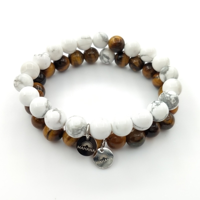 Bracelet de distance Oeil de tigre et Howlite