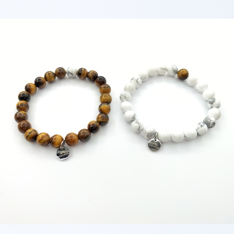 Bracelet de distance Oeil de tigre et Howlite