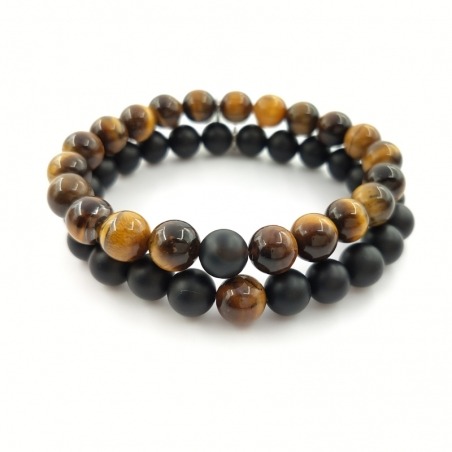 Bracelet de distance oeil de tigre et agate noire