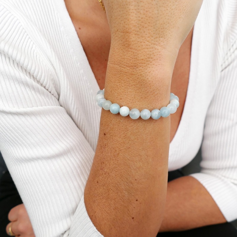 Bracelet pierre naturelle Aigue Marine femme et homme - Budget Beauté