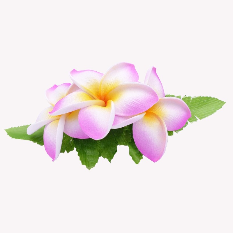 Haarspange mit Frangipani Blumen in Rosa & Weiß