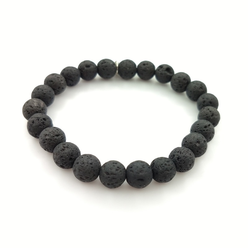 Bracelet Pierre de Lave Noire Homme