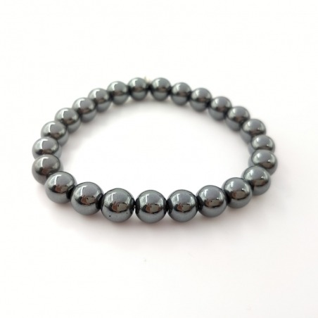 Bracelet En Hématite Naturelle - Pour Homme Et Femme - Taille Environ 8 Cm - Pierre D'ancrage, Style Sobre Et élégant