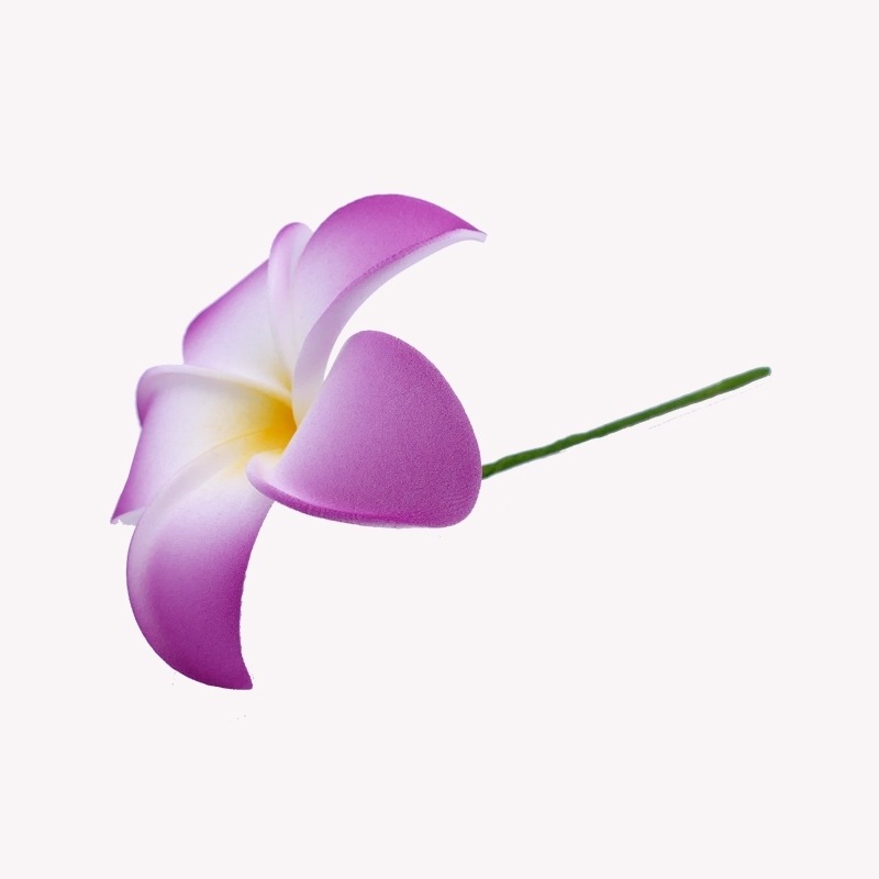 Flor violeta de plumeria para el cabello.