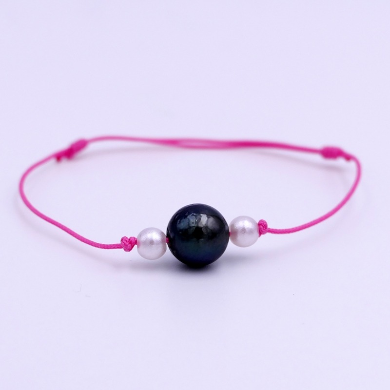 Bracelet Perle Nacrée Cordon Rose pour Homme et Femme - Mahana