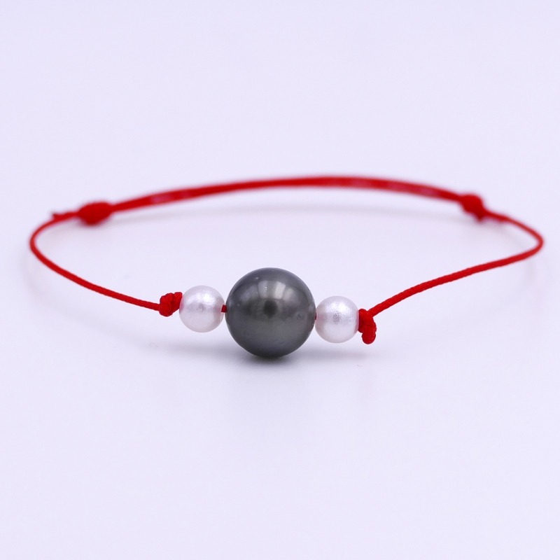 Bracelet Perle Nacrée Cordon Rouge pour Homme et Femme - Mahana