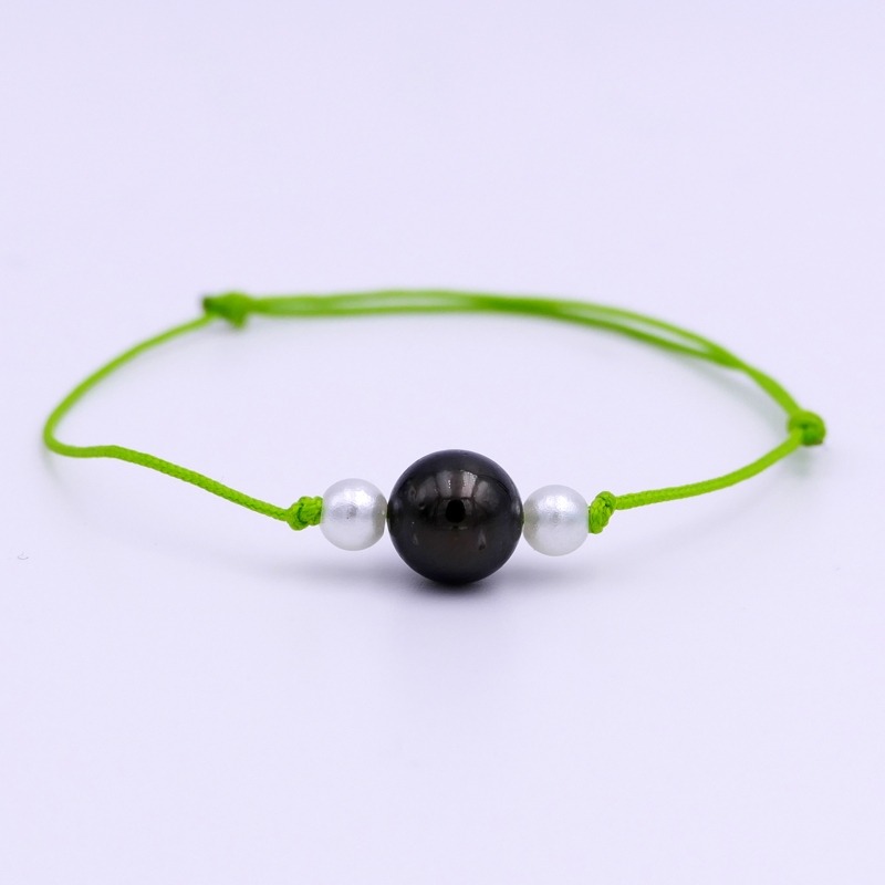 Pulsera con perlas de Tahití verdes