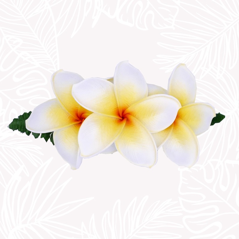 White Frangipani Flower Hair Clip